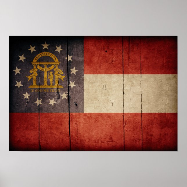 Póster Bandera georgiana de madera trabajada (Frente)