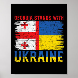 Póster Bandera georgiana-ucraniana - Países amigos