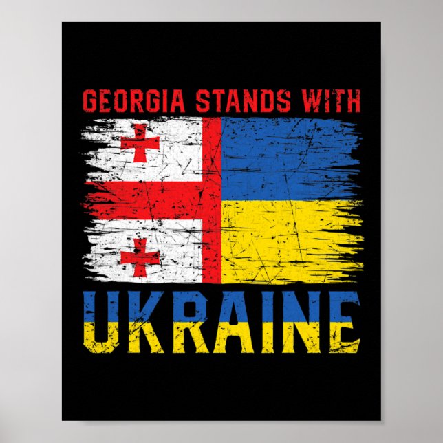 Póster Bandera georgiana-ucraniana - Países amigos  (Frente)