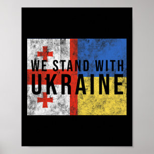 Póster Bandera georgiana-ucraniana - Países amigos