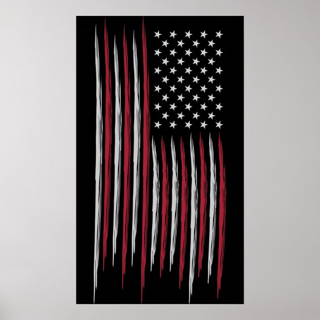 Póster Bandera Grunge de Estados Unidos (Frente)