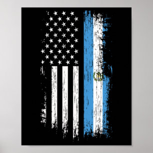 Póster Bandera guatemalteca americana - Orgullo Guatemala
