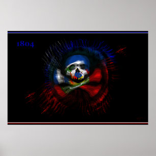 Póster Bandera haitiana de la guerra - DRAPO TOUSSAINT -