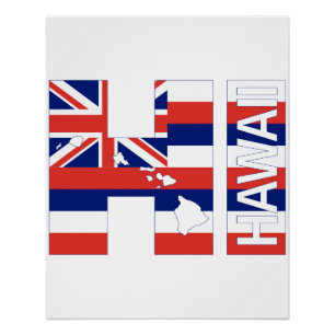 Póster Bandera hawaiana de las Islas Hawai