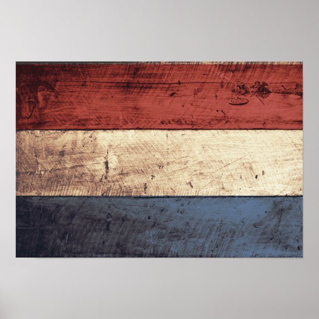 Póster Bandera holandesa de madera antigua (Frente)