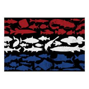 Póster Bandera holandesa hecha de peces - Diseño de pesca