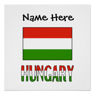 Póster Bandera húngara de Hungría personalizada en negro