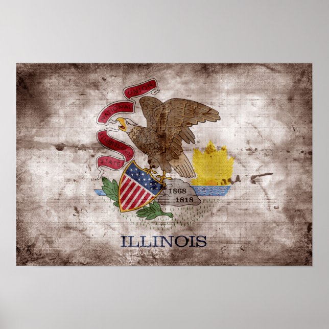 Póster Bandera Illinoisana Antigua; (Frente)