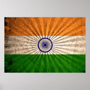Póster Bandera india grunge de Guay