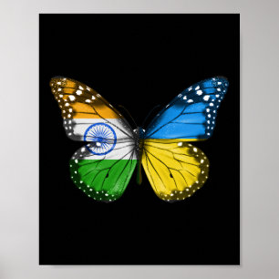 Póster Bandera india ucraniana Mariposa India Ucrania