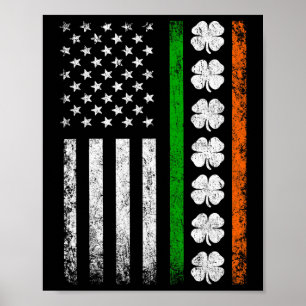 Póster Bandera irlandesa americana Bandera de Irlanda Día