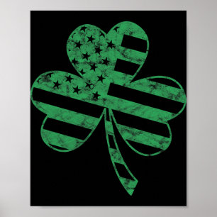 Póster Bandera irlandesa americana vintage shamrock día d