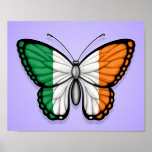 Póster Bandera irlandesa de la mariposa en púrpura