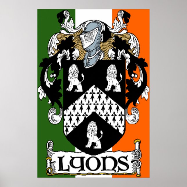 Póster Bandera irlandesa de Lyon Coat of Arms (Frente)