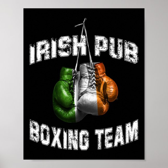 Póster Bandera irlandesa del boxeo gracioso - Pub irlandé (Frente)