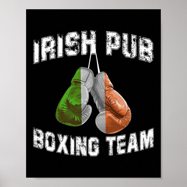 Póster Bandera irlandesa del boxeo gracioso - Pub irlandé (Frente)