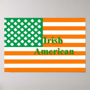 Póster Bandera irlandesa norteamericana