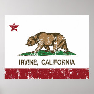 Póster Bandera Irvine del estado de Californi