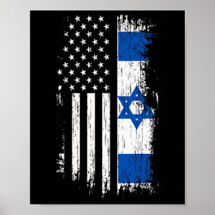 Póster Bandera israelí americana - Camiseta Orgullo Israe