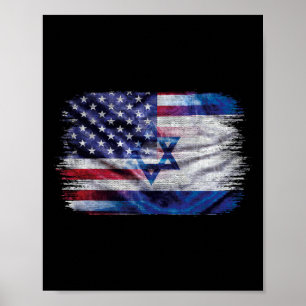 Póster Bandera israelí americana Orgullo Israel EE. UU. P