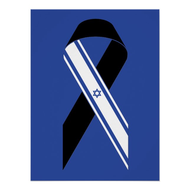 Póster Bandera israelí azul conmemorativo de la cinta neg (Anverso)