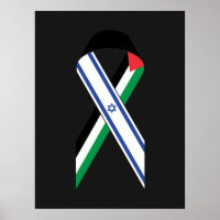 Bandera israelí y palestina cinta de la paz negra