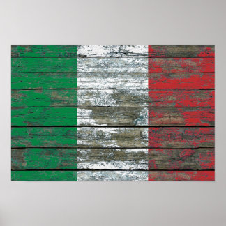 Póster Bandera italiana con efecto de tablas de madera en