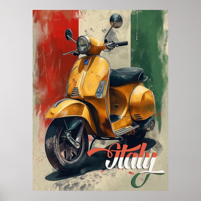 Póster Bandera italiana Vespa Scooter (Frente)