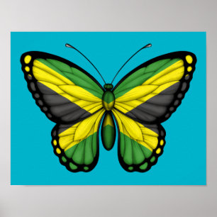 Póster Bandera jamaicana de la mariposa