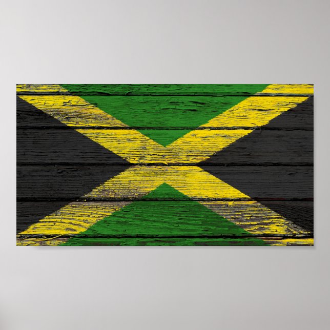 Póster Bandera jamaiquina con efecto de lluvia de madera  (Frente)