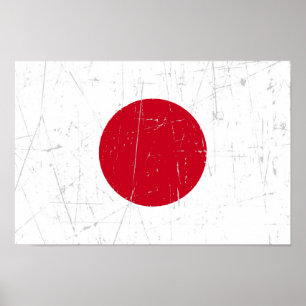 Póster Bandera japonesa rascada y rasguñada