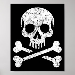 Póster Bandera Jolly Roger de cráneo huesos cruzados esqu