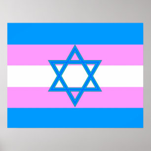 Póster Bandera judía del orgullo del transexual