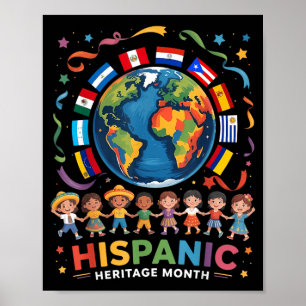 Póster Bandera latina del mes de la herencia hispana niño