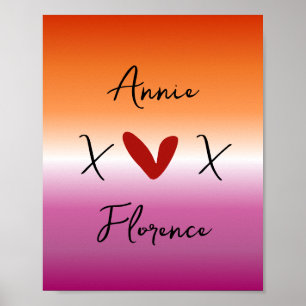 Póster Bandera Lesbiana X Amor X Atardecer