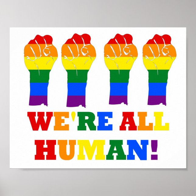 Póster Bandera LGBT Todos somos el mes del orgullo humano (Frente)