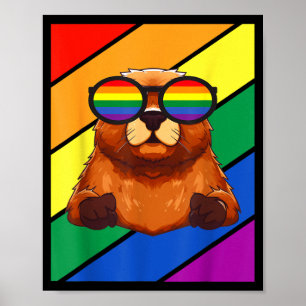 Póster Bandera Lgbtq Mes del Orgullo Gay Marmota Con Lgbt