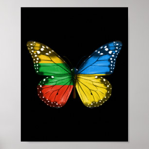 Póster Bandera lituana ucraniana Mariposa Lituania Ucrani