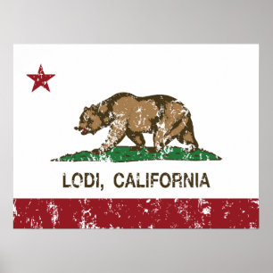 Póster Bandera Lodi del estado de California