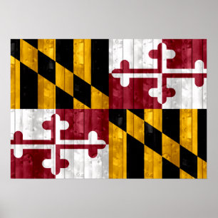 Póster Bandera Marylander de madera