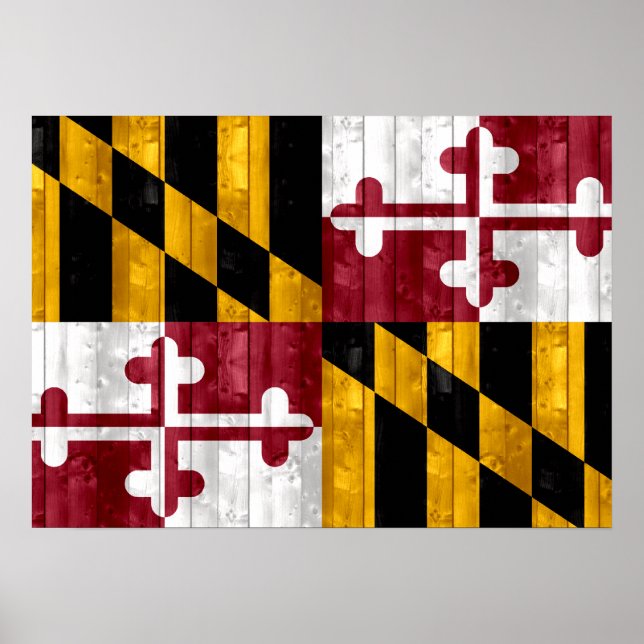 Póster Bandera Marylander de madera (Frente)