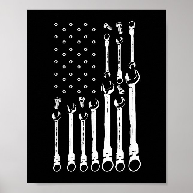 Póster Bandera Mecánica Mecánica Americana Bandera Patrió (Frente)