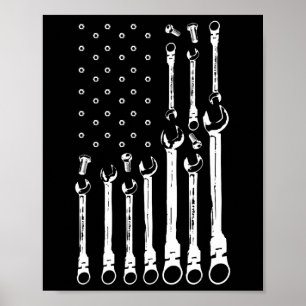 Póster Bandera Mecánica Mecánica Americana Bandera Patrió