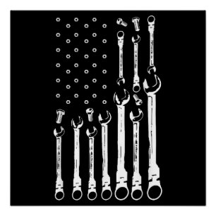 Póster Bandera Mecánica Mecánica Americana Bandera Patrió