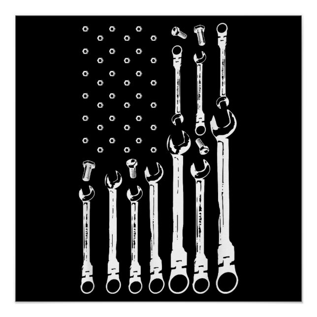 Póster Bandera Mecánica Mecánica Americana Bandera Patrió (Anverso)