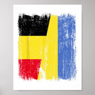Póster Bandera media Bélgica Ucrania Herencia belga ucran