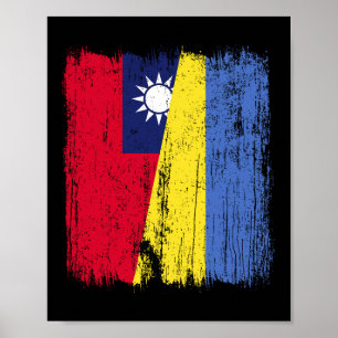 Póster Bandera media de Taiwán Ucrania Herencia taiwanesa