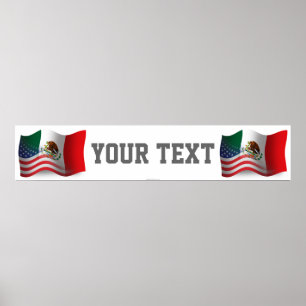 Póster Bandera mexicana-americano de la bandera que agita