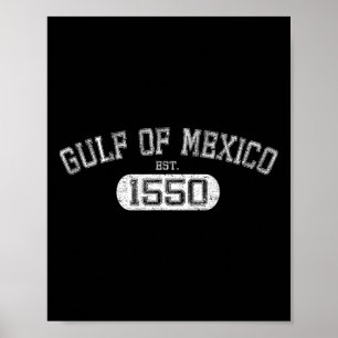 Póster Bandera Mexicana Retro Golfo De México Est 1550 Pa