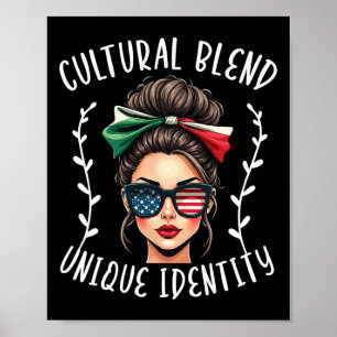Póster Bandera mitad mexicana mitad americana de EE. UU.